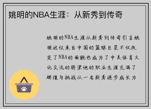 姚明的NBA生涯：从新秀到传奇